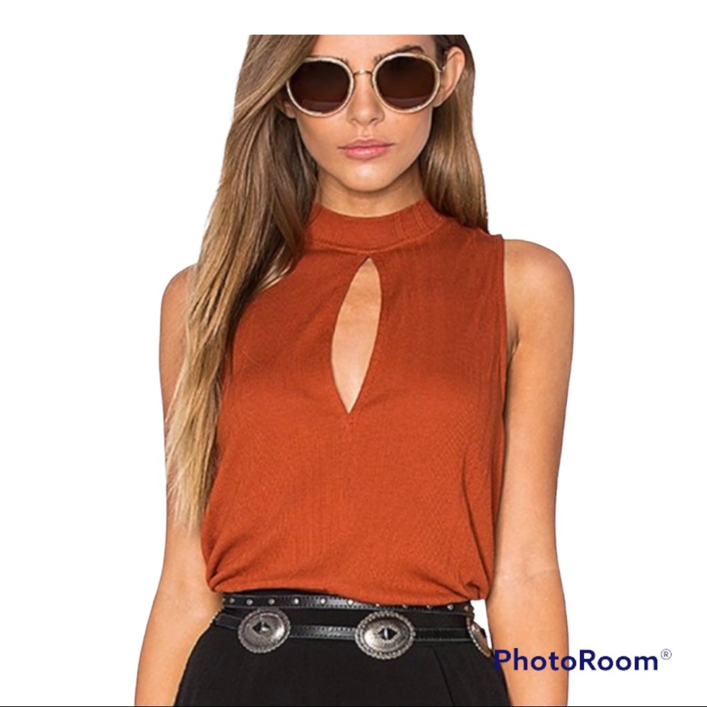 Free People Ribbed Faye Tank Cotton/Modal Blend with Keyhole Front
